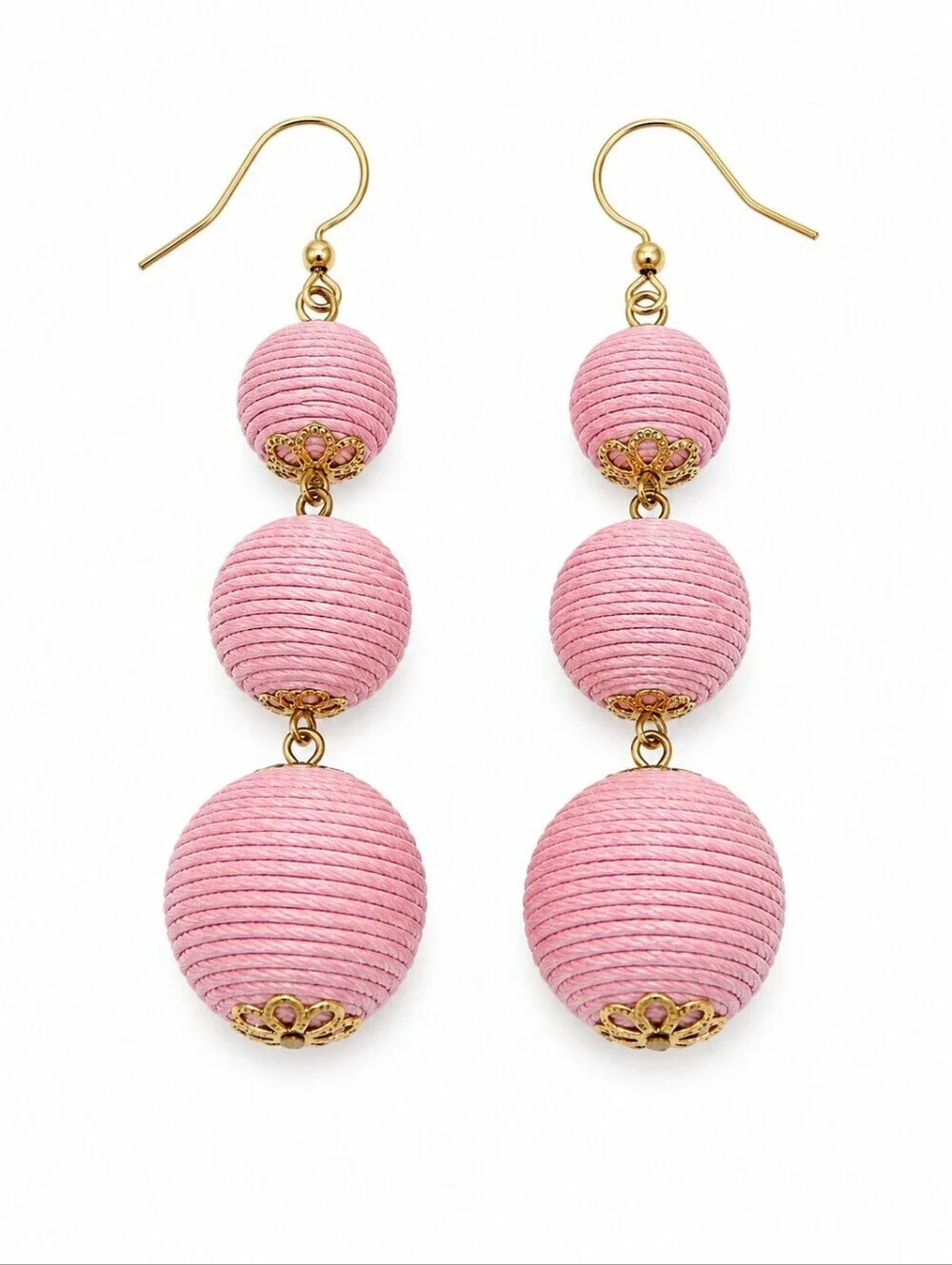3/$30 Pink Thread Ball Drop Statement Dangle Hook Earrings
